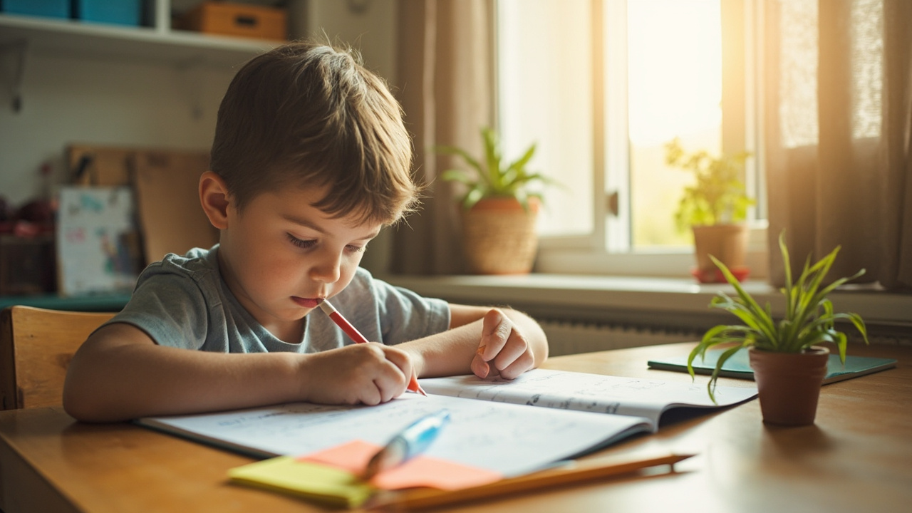 A primary school child studying at Homework Club