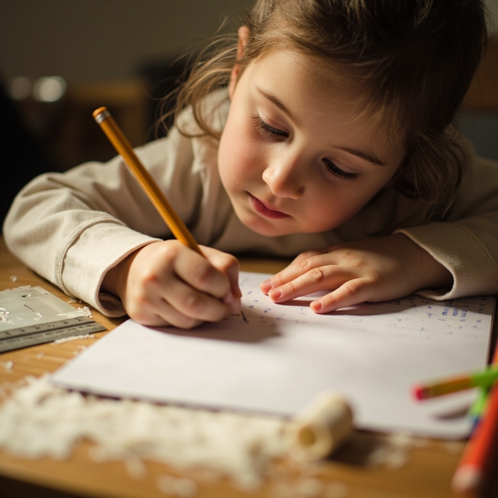 Child writing in notebook
